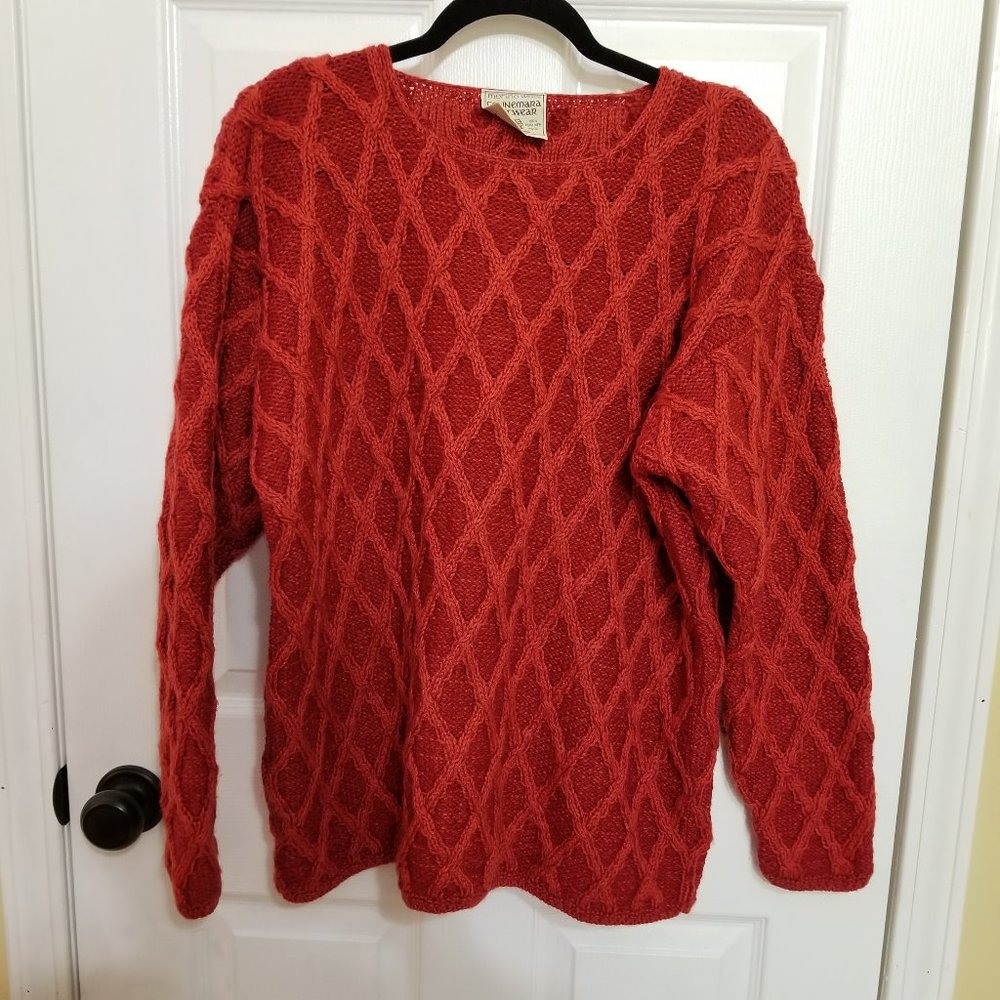 Connemara Knit Wear Orange Merino wool Sweater.